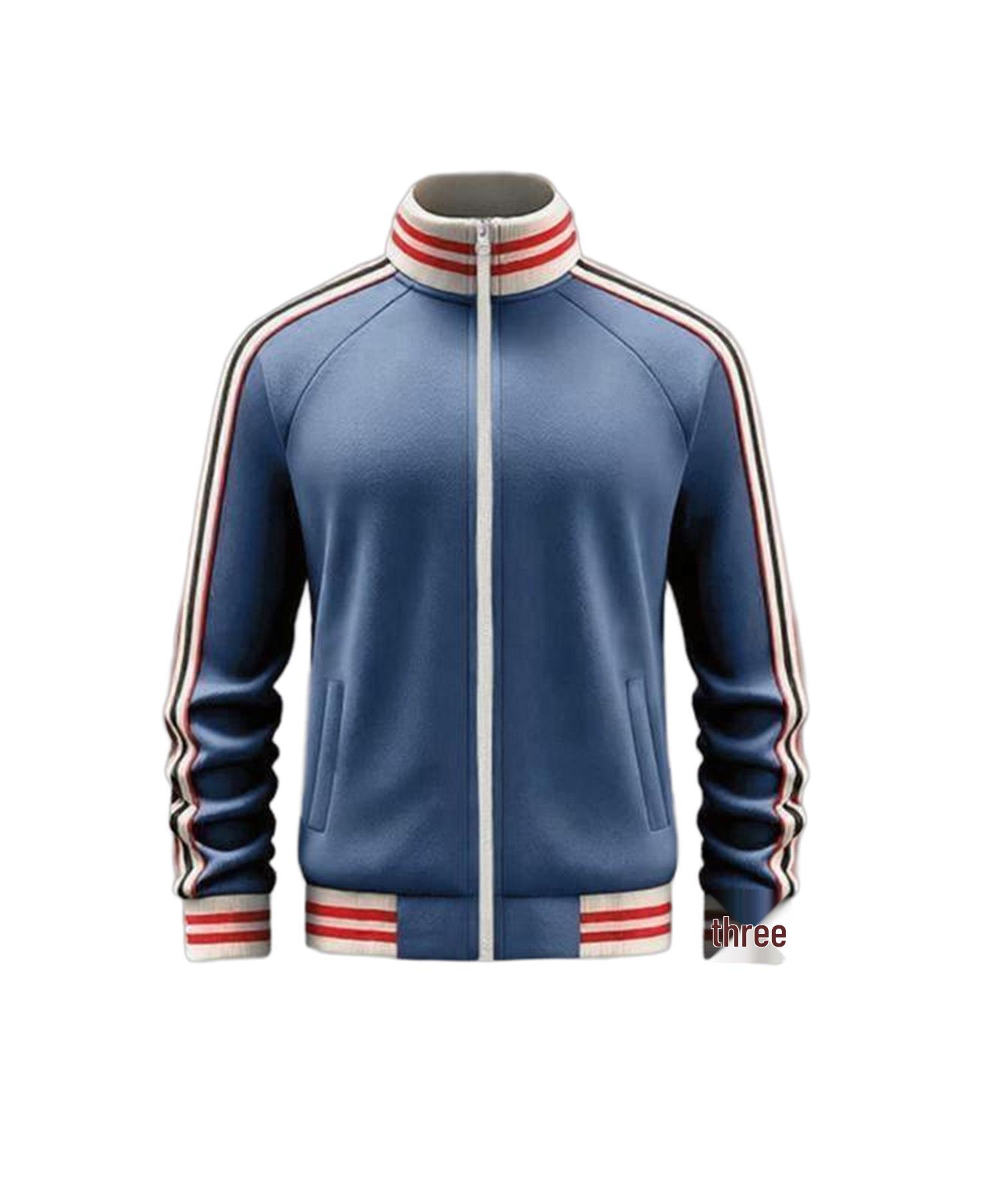 

Чоловіча повсякденна спортивна куртка з коміром-стійкою та стрічкою - Осінньо-зимова колекція XL джинсовий синього кольору