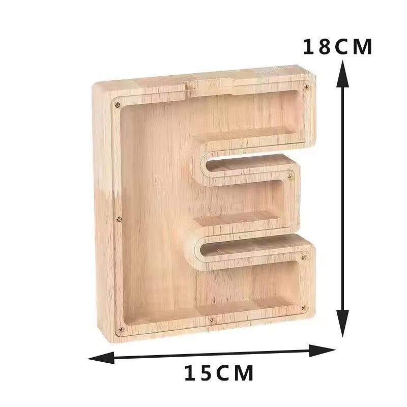 Twenty-Six English Alphabet Moneybox Coin Money Piggy Bank Wooden Letter Saving Box Desktop Ornament Home Decor
