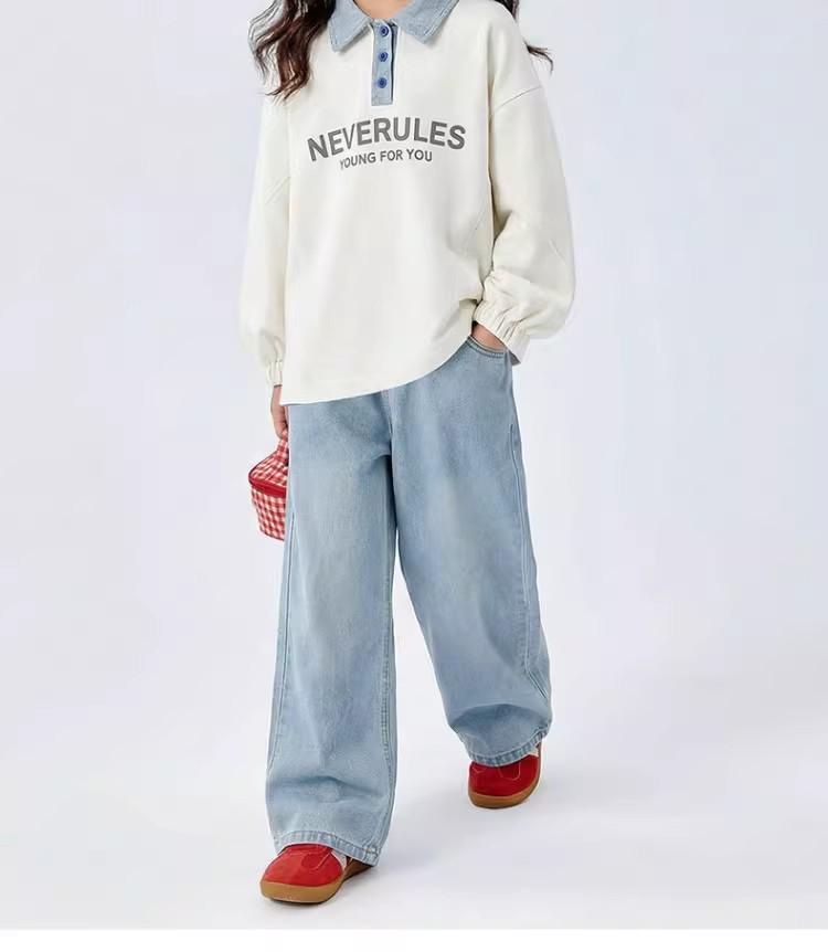 Girls' 2026 Spring/Autumn Sweatshirt & Pants Set - Stylish Two-Piece Outfit for Big Kids