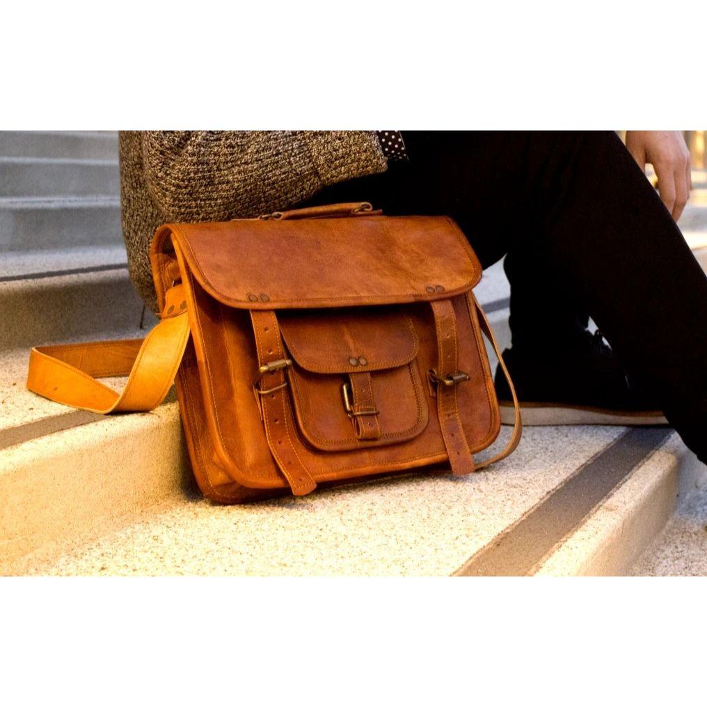 

Новая мужская сумка-мессенджер и портфель для ноутбука из натуральной винтажной кожи, коричневая сумка 13 x 10 x 4 in