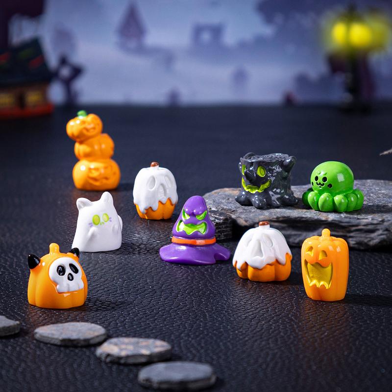 

9Pcs Halloween 3D Pumpkin Ghost Furnitures Fairy Garden Ornaments Scrapbook Crafts Diy Dollhouse Accessories Home Decor 9pcs/set
