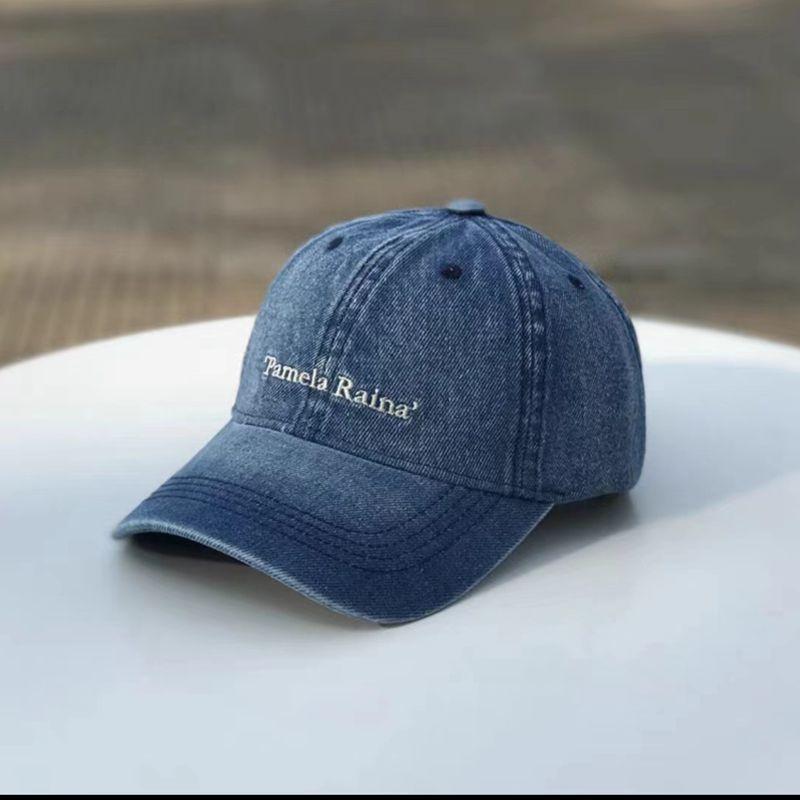 Hat women spring and summer letter embroidery denim baseball cap ins versatile casual retro couple cap men