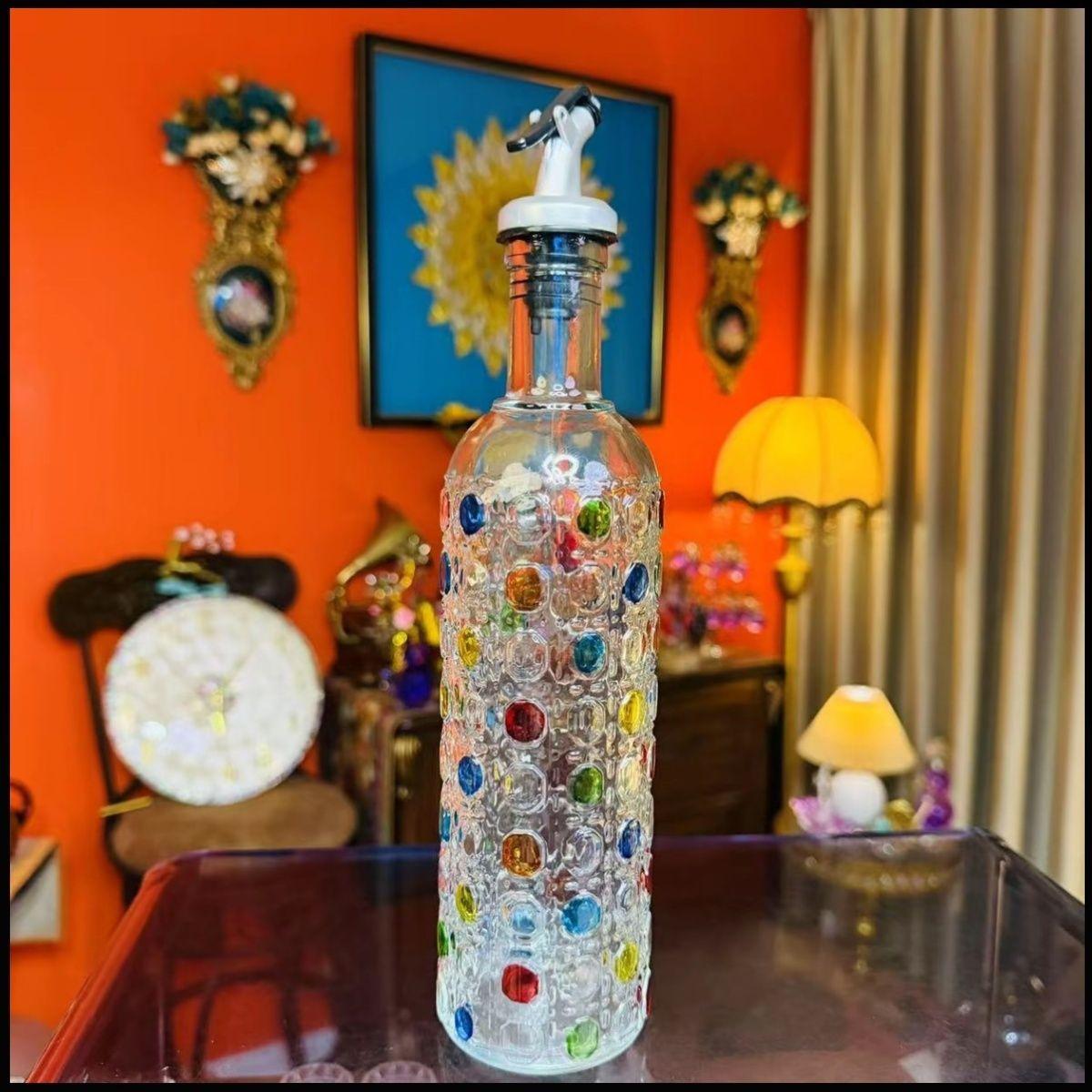 

Home kitchen vinegar bottle hand-painted oil pot glass oil bottle seasoning bottle soy sauce bottle creative 350ml fish bottle o