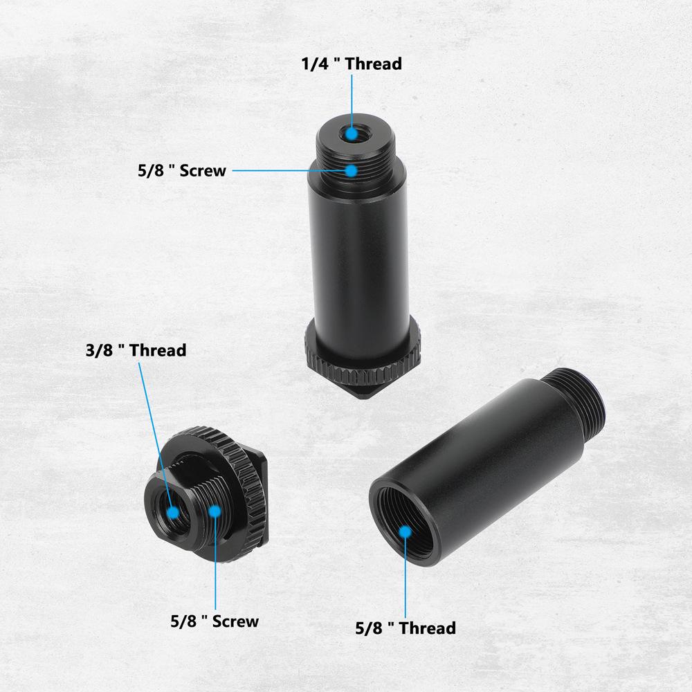 HDRIG Microphone Mount Kit: Hot/Cold Shoe, Micro Rod, 5/8 Screw (2-pack)