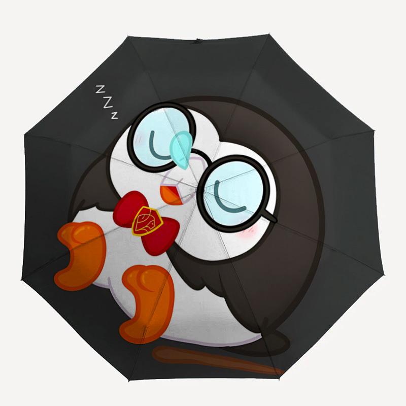 

1pc Penguin Sleep Automatic Open/close, Heavy-Duty Iron Frame & 8-Rib structure, Compact Folding Umbrella for Women/Men, All-Season Travel, Halloween
