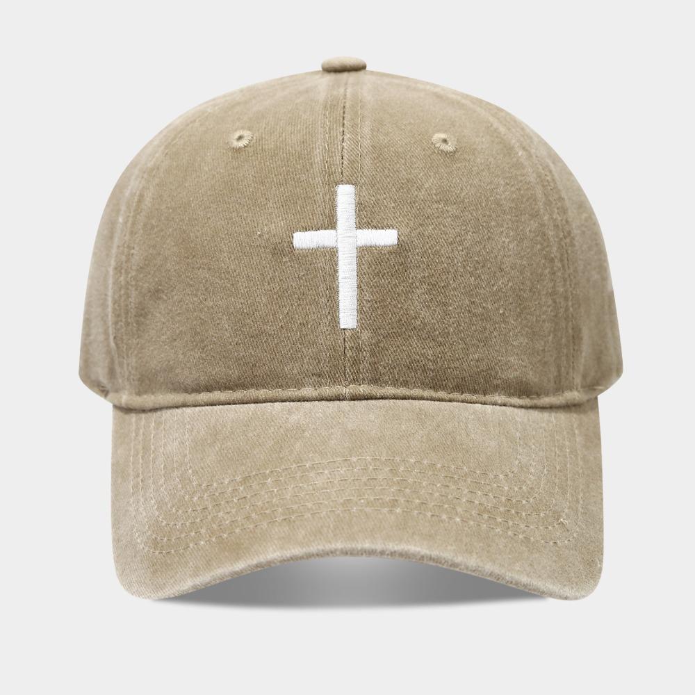 Fashion Embroidered Cross Baseball Cap Breathable Sunscreen Peaked Cap Simple Casual Hip Hop Hat Outdoor