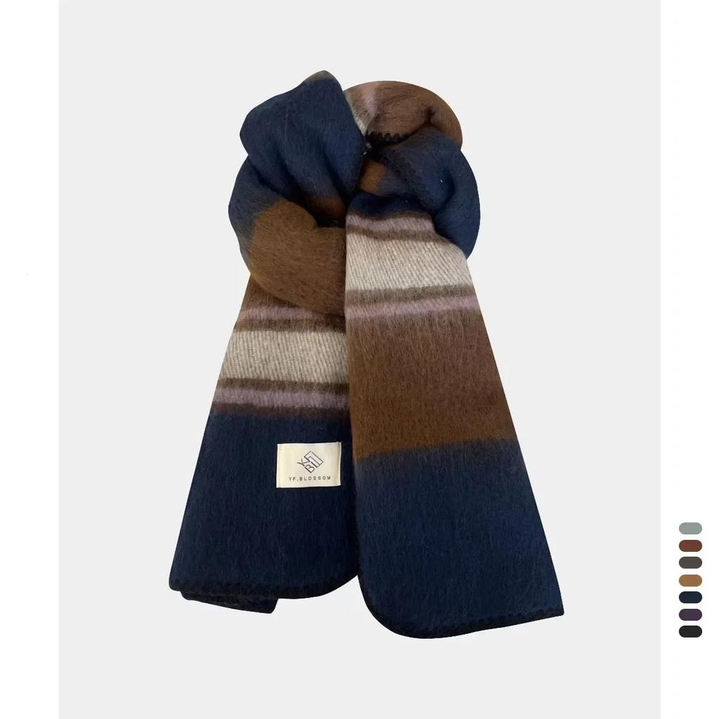 High Quality Y2K Scarf Women Men Korean Version Retro Imitation Cashmere Shawl Warm Soft Thick Couple Muffler Trendy Female Male