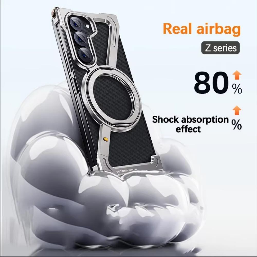 Aluminum Alloy Frame 360°Magnetic Holder Magsafe Phone Case for Samsung Galaxy Z Fold 7 6 5 Metal Frameless Bumper Protect Cover