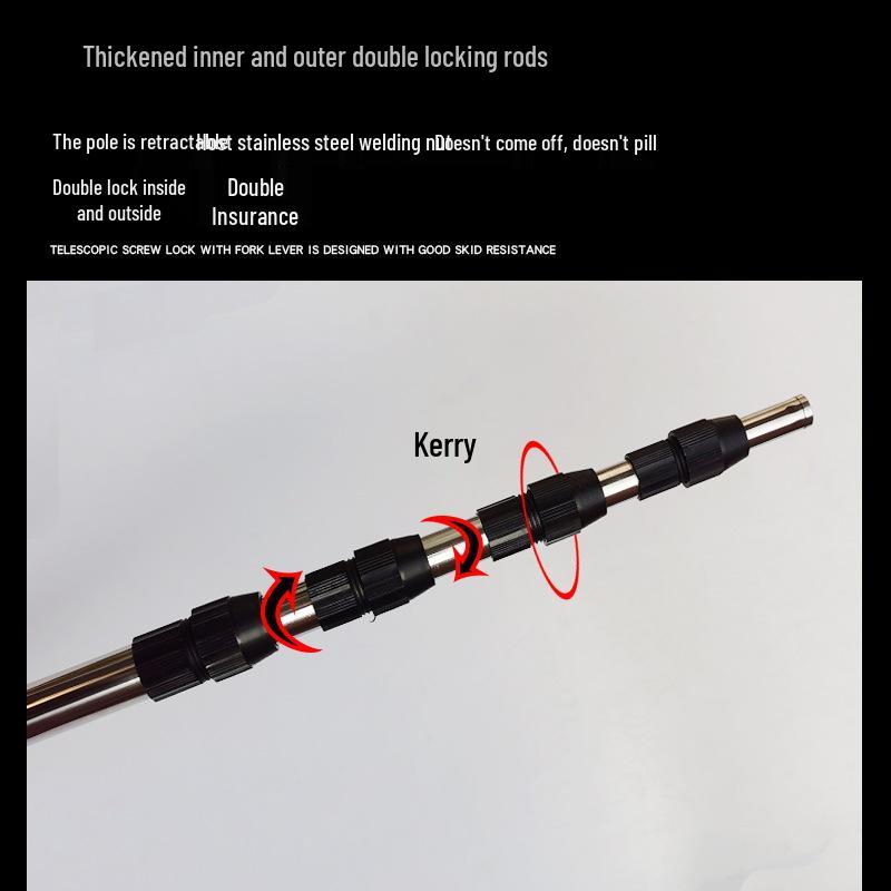 Super Hard Stainless Steel Telescopic Fishing Net & Spear Pole - Double Lock, Multi-functional, Short Handle