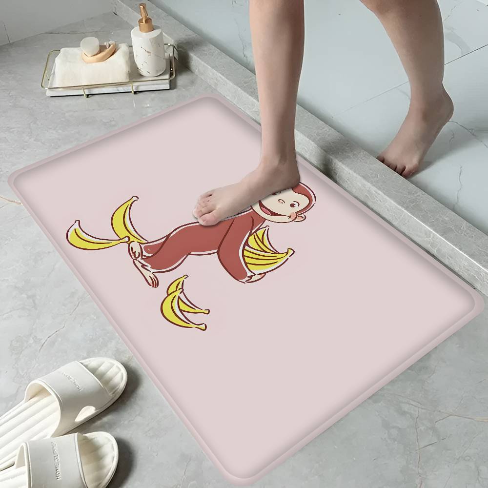 MONKEY CARTOON C-Curious GeorgeS Hallway Carpet Non-Slip Laundry Room Mat Laundry Decor Balcony Child Living Room