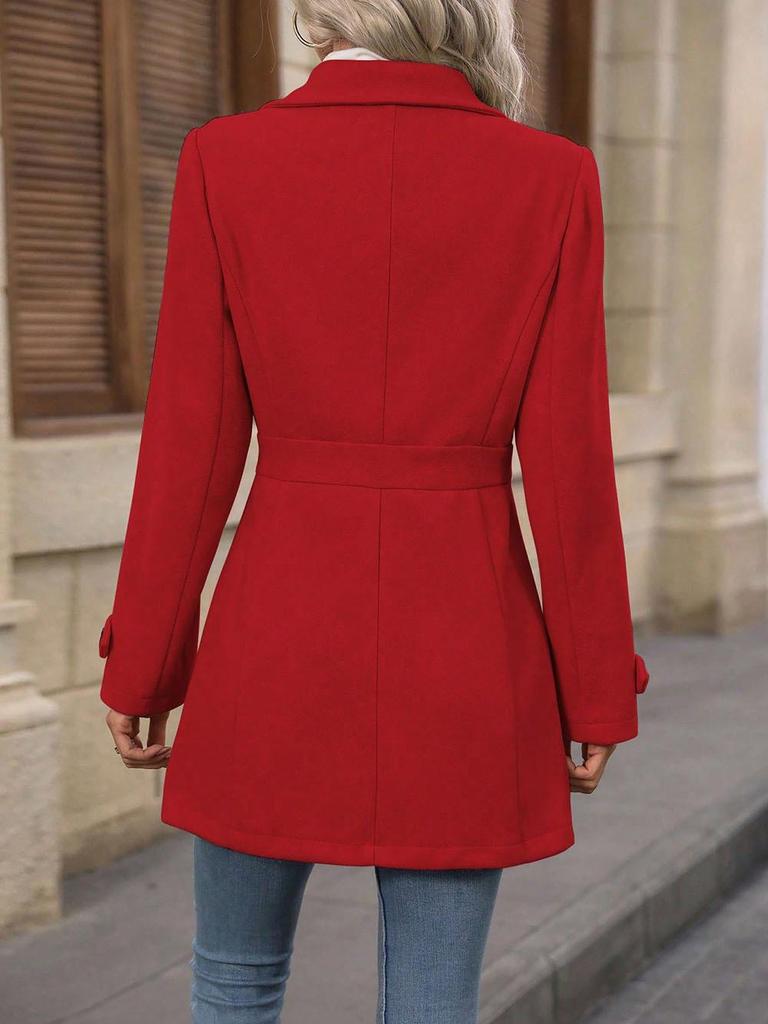 Mittellanger Wollmantel mit Revers und Knöpfen Herbst/Winter 2025