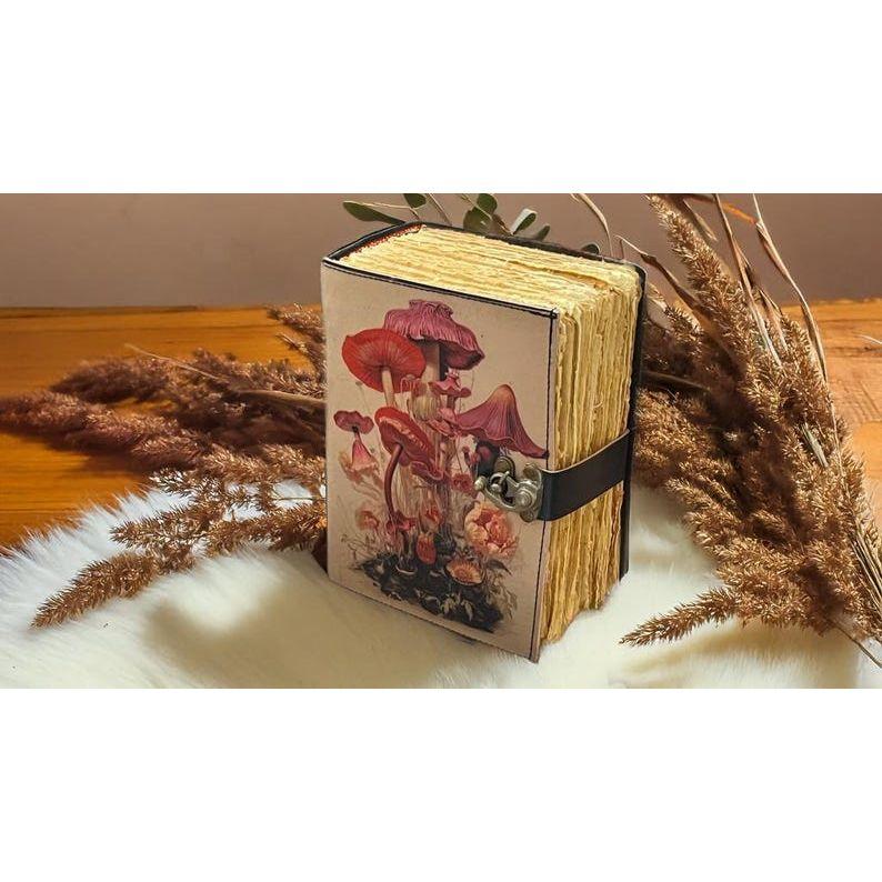 Botanical Mushroom Leather Journal • Witch Grimoire •  Spellbook journal • Witchcraft Gift