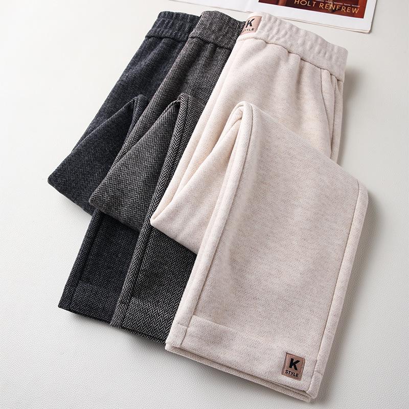 Women's 2024 Gray Wool Sycamore High-Waist Nine-Point Straight-Leg Harem Pants