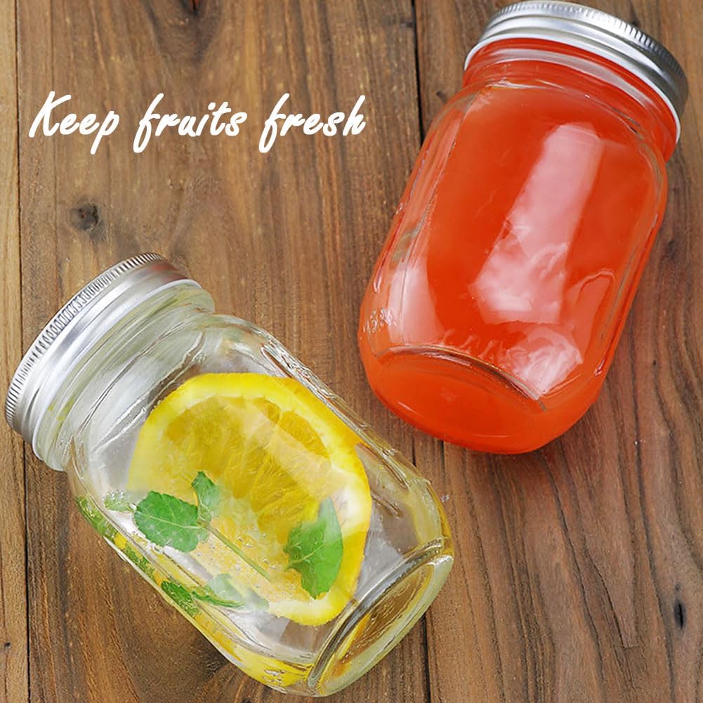 2 Pack Regular Mouth Mason Jars 16oz Glass Canning Jars with Airtight Lids for Preserving, Jam, Honey, Jelly, Wedding Favors, Sauces, Meal Prep,