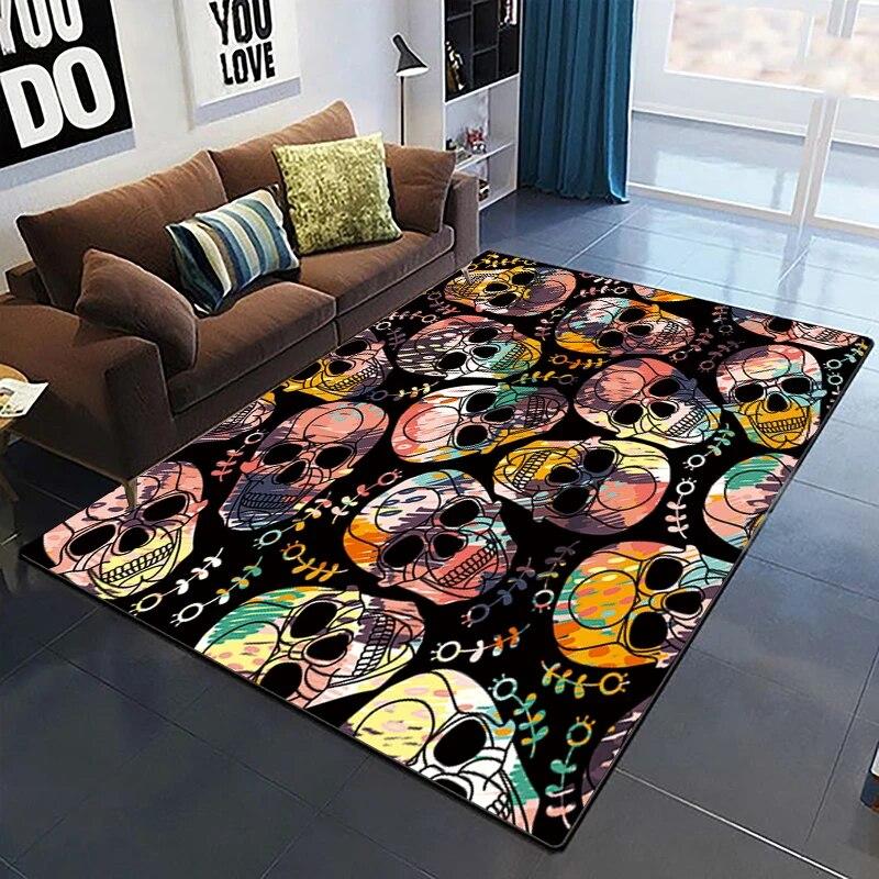 Horror Series Skulls Before Christmas Pattern Area Rug Bedroom Sponge Bedside Mat Entrance Door Carpet Washable