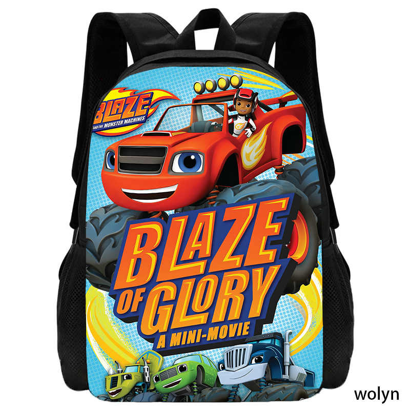 

Сумки Blaze and The Monster Machines Нейлоновий шкільний портфель з мультфільмом для хлопчика, індивідуальний рюкзак великої місткості, додайте логотип ваших фотографій 15inches