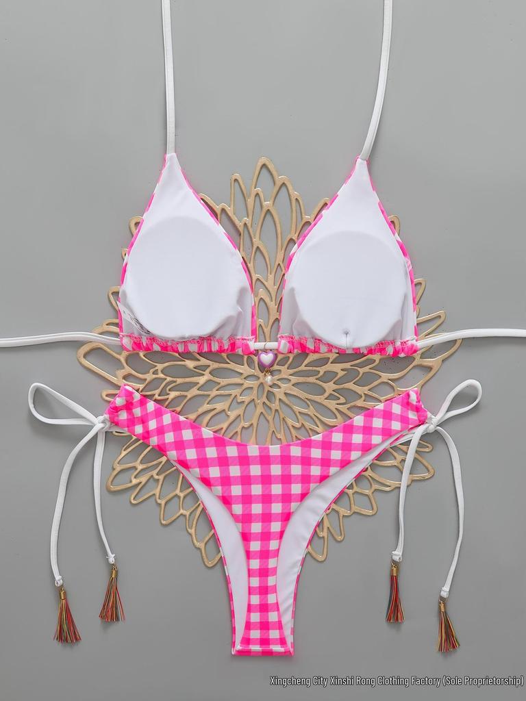 2026 Sexy Plaid Print Two-Piece Bikini Set