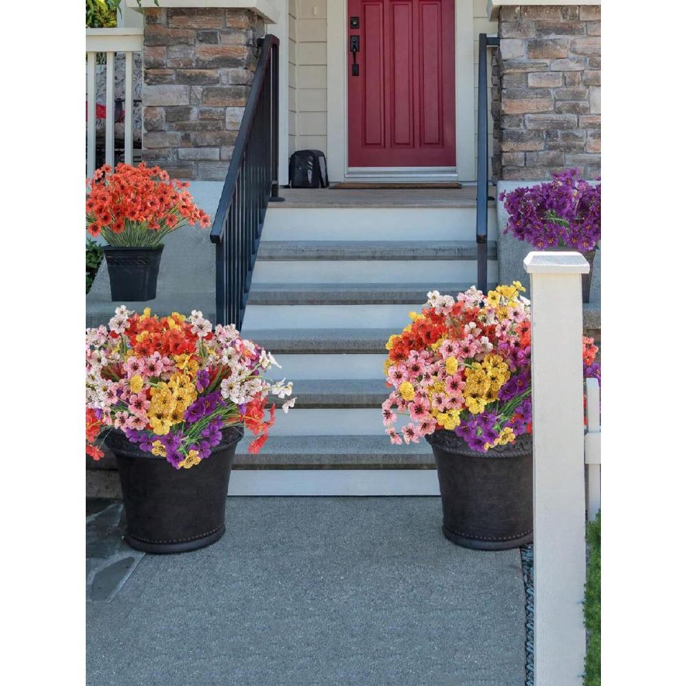 Artificial Flowers for Indoor and Outdoor, Fake Flowers Plants for Indoor and Outdoor Garden Porch Windowsill Home Wedding Farmhouse