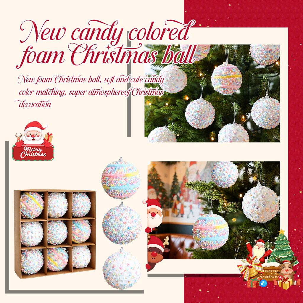 8cm 9pcs Candy Color Foam Christmas Ball Christmas Tree Ornaments Colorful Balls Christmas Decorations Christmas Ornaments Set