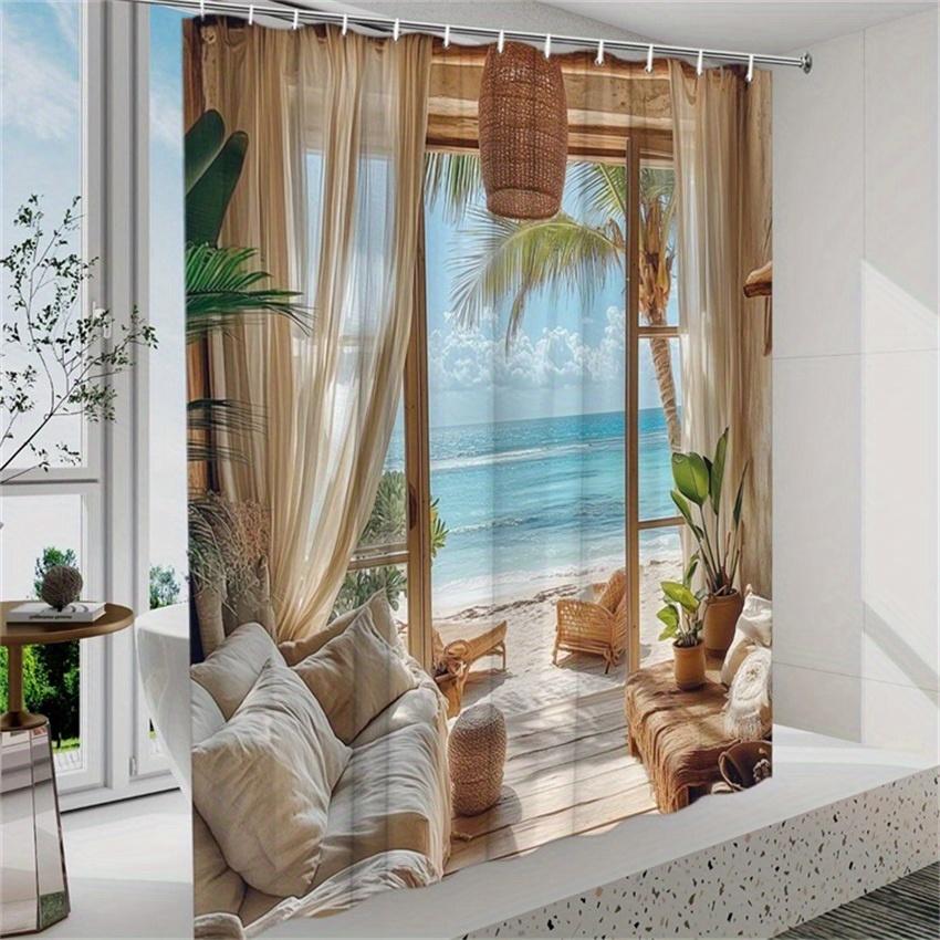 Beach Hut Paradise Shower Curtain- Multi-Style Bath Decor, Perfect for Those Who Love Coastal-Inspired and Practical Designs