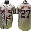 Houston Astros 27 Grijs Geborduurd Honkbalshirt Fan Editie Unisex Sportkleding Top