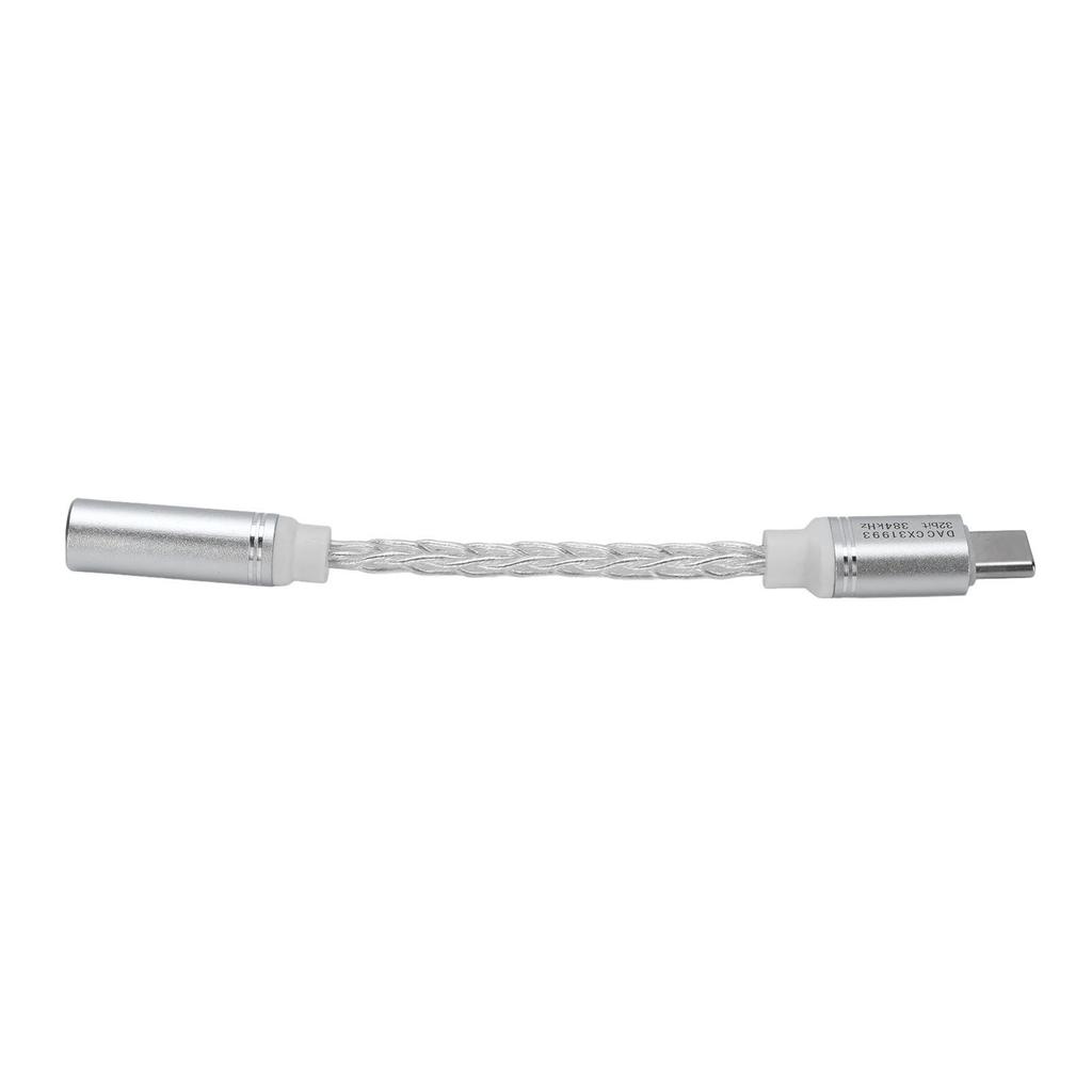 USB C to 3.5mm Headphone Adapter Silver Plated Copper 384KHZ 32 Bit USB C to 3.5mm Sound Dongle