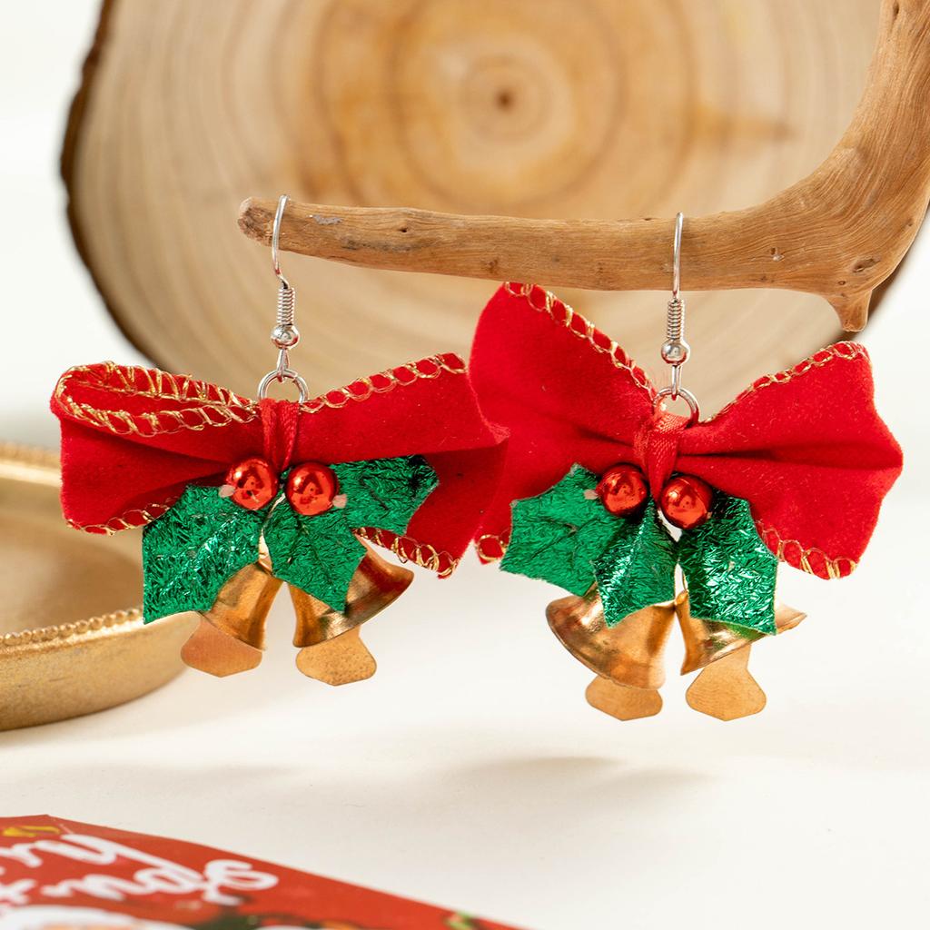 Christmas Tree Bow Colorful Garland Earrings Personalized Bell Christmas Series Earrings Women
