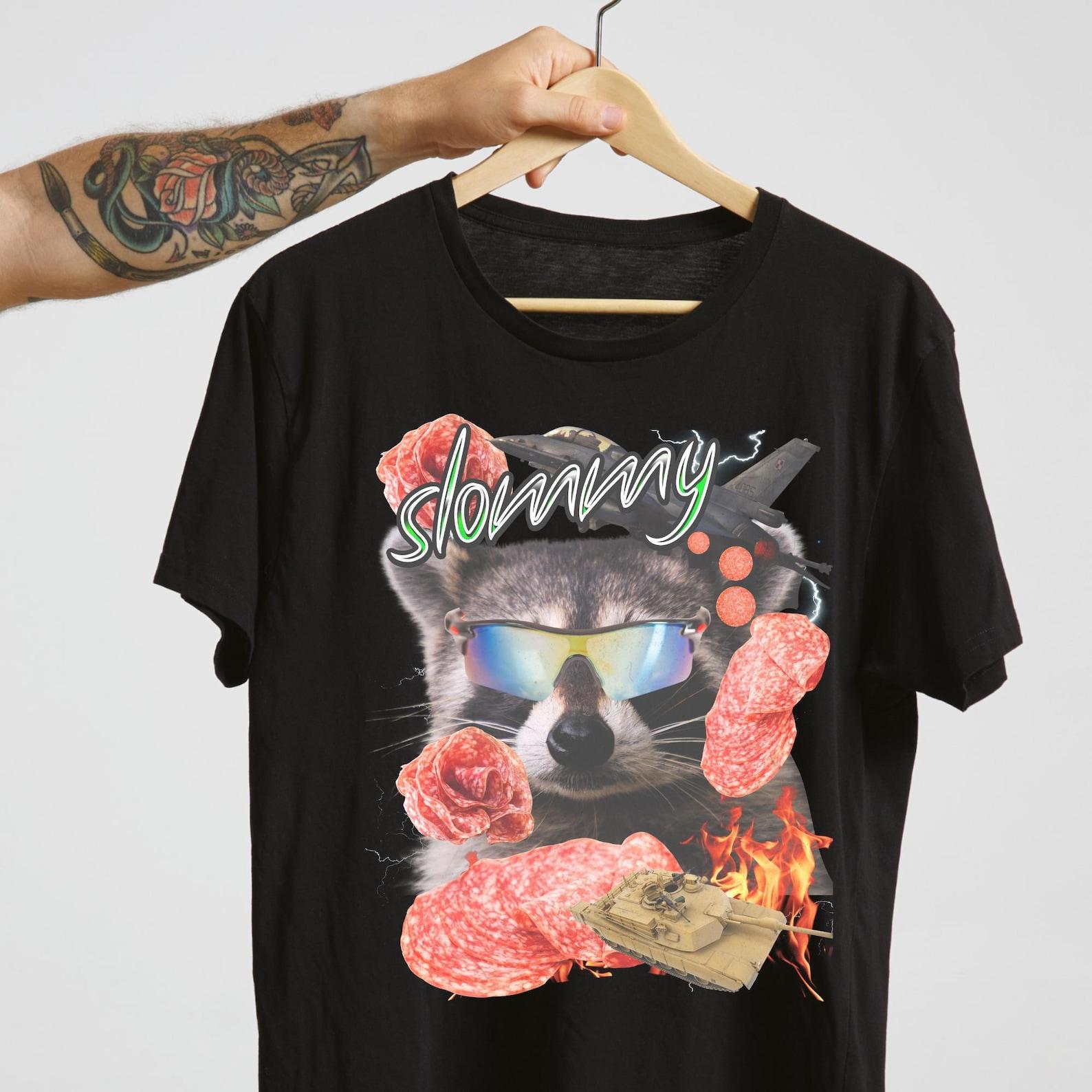 Slommy Salami Raccoon Meme Shirt: Funny Party Tee S