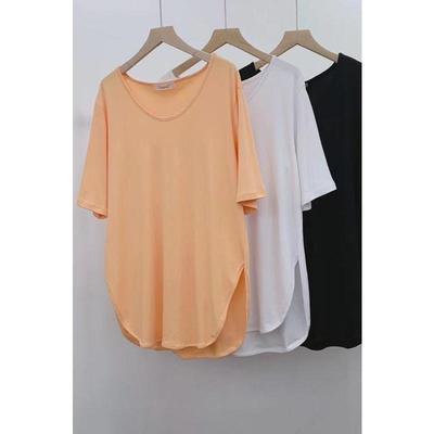 Short-sleeved T-shirt for Women's New Summer Korean Version Simple Temperament Slit Versatile Tops On Both Sides