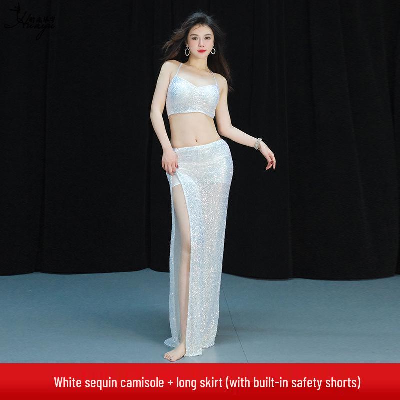 Sensual Sequined Belly Dance Costume - 2025 New Oriental Dance Long Dress Set