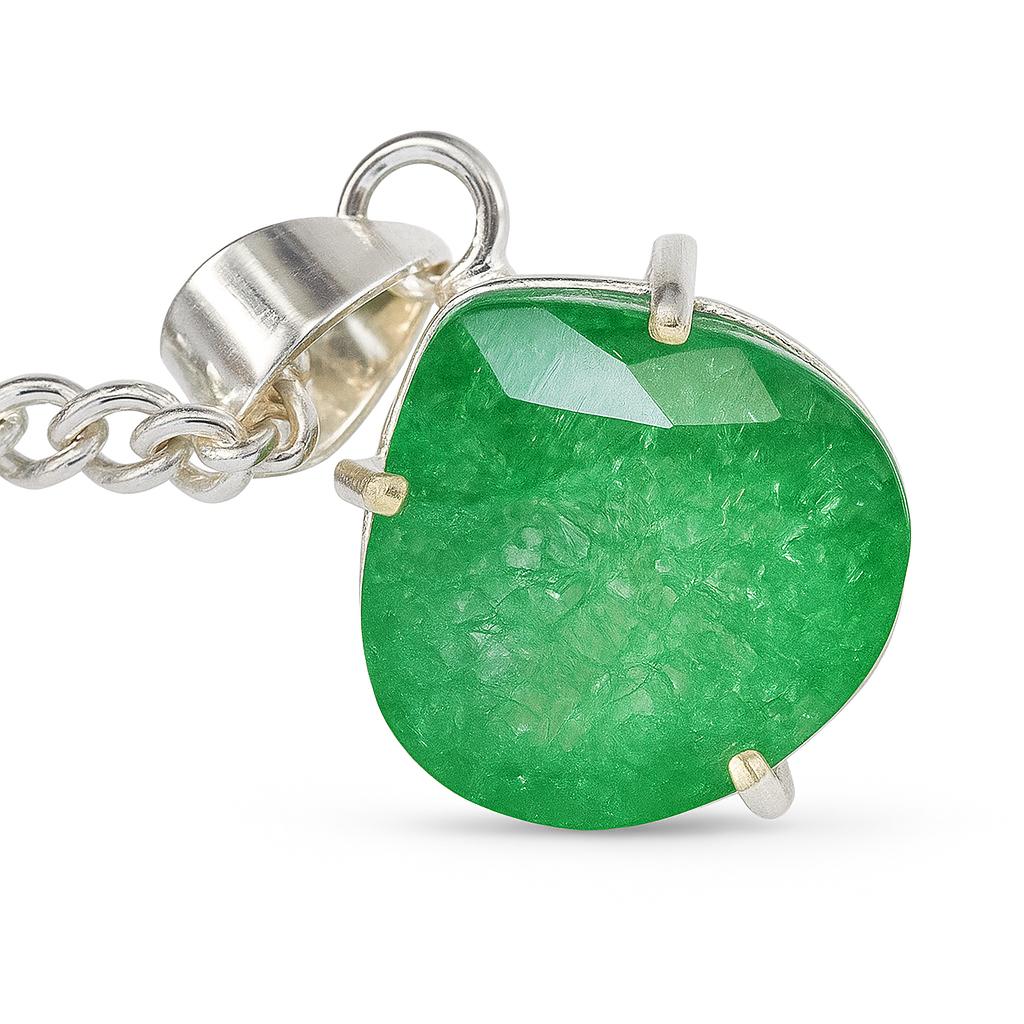 Natural Emerald 41 Ct 925 Sterling Silver CERTIFIED Flawless Pear Cut Pendant AI-122-NS