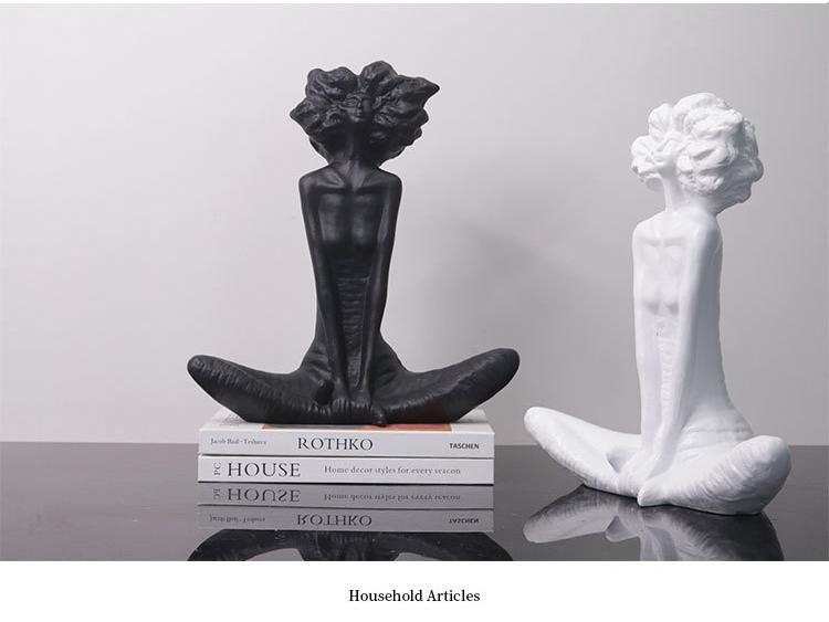 Black and White Minimalist Girl Sculptures for Living Room Decor – Special Offer