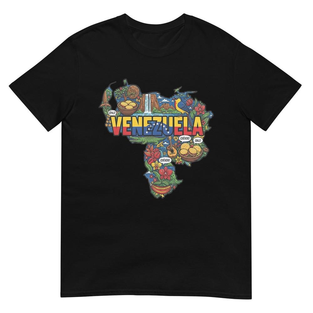 Venezuela Map Cultural Icons Flag Arepa Salto Angel TShirt