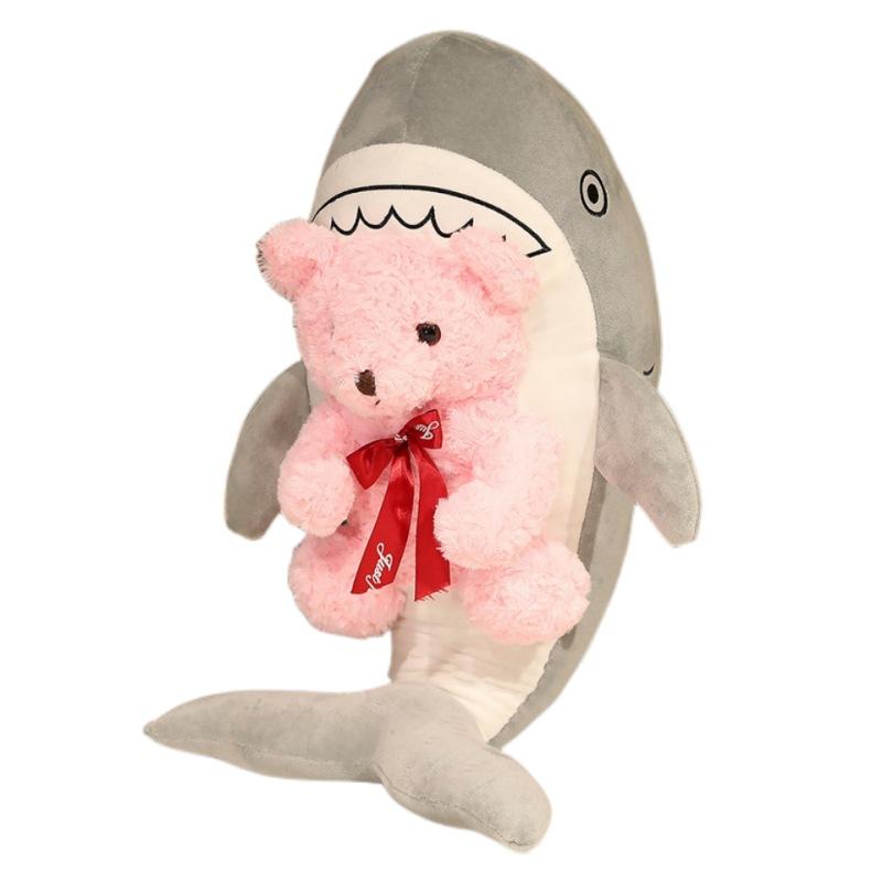 

Bear Shark Plush Toy Fashion Cute Personality Bed Pillow Pillow Student Gift розовый
