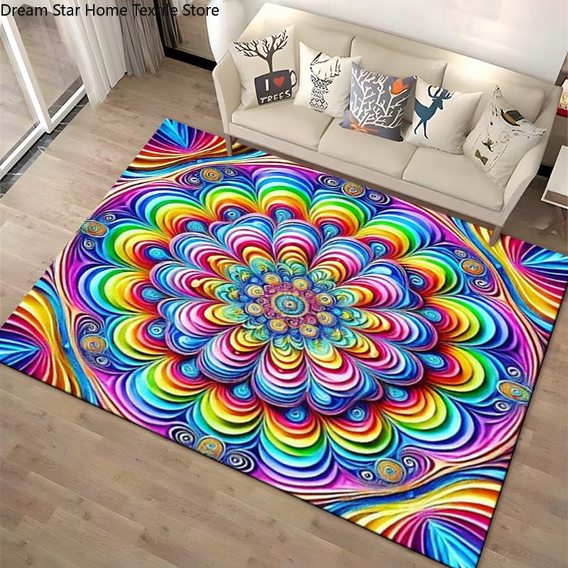 15 Size 3D Mandala Area Carpet Rug for Living Room Bedroom Home Sofa Doormat Decoration,kids Non-slip Floor Mat Gift