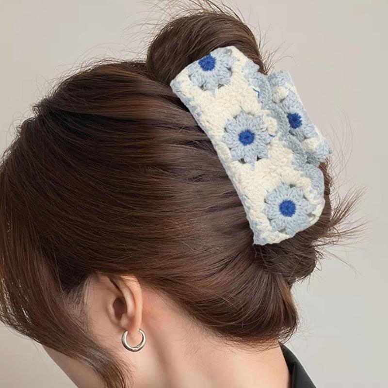 Secure Grip Knitted Hair Clip for Active Lifestyle Comfortable Fashion Flower Hairpin Nonslip Sports Activity