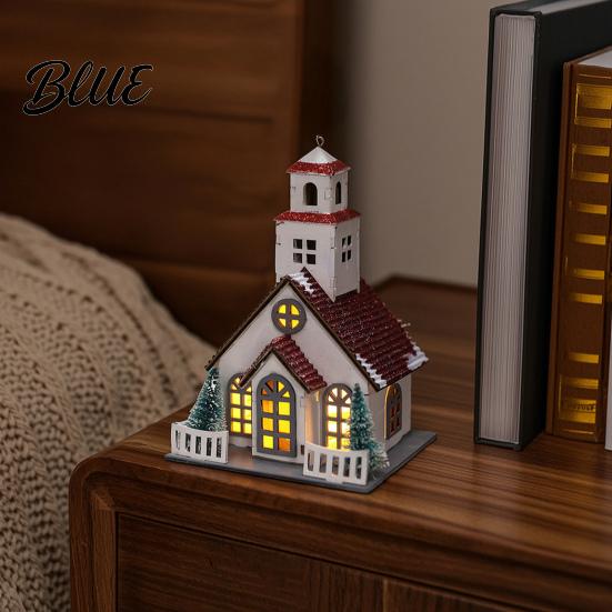 Winter Wonderland Room Decor Christmas Village House Decoration Light Up Snow Scene Mini Illuminated Miniature Figurine Rustic Holiday Tabletop