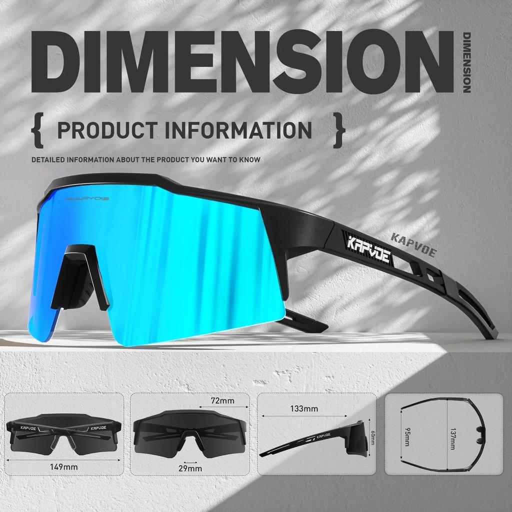 Kapvoe UV400 Sport Herren Radsport Sonnenbrille MTB Sonnenbrille Brillen Mountainbike Sport Radsport Brillen Outdoor Radsport Schutzbrille
