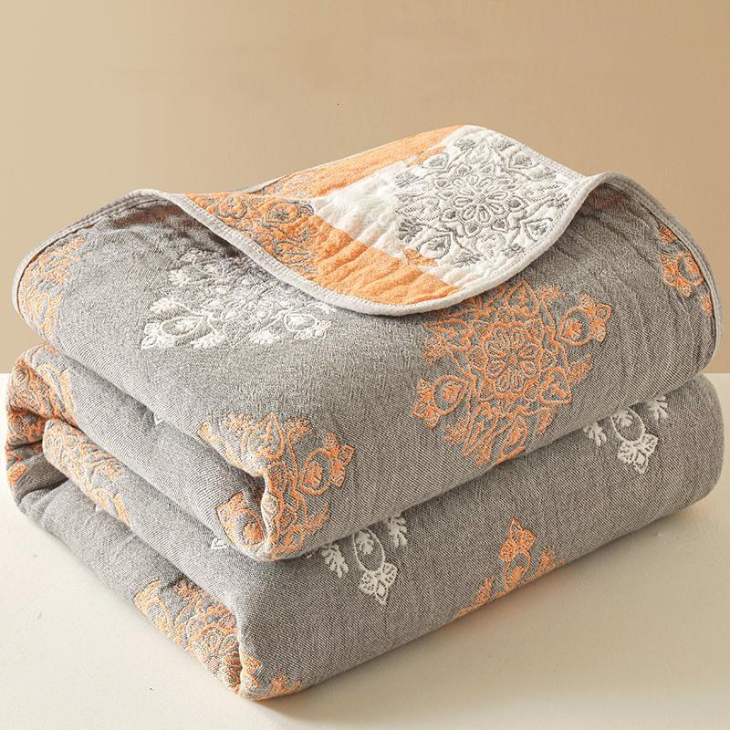 WOSTAR Summer 6 Layer Pure Cotton Muslin Towel Quilt Thin Throw Blanket Cool Bedspread Air-conditioning Cozy Comforter 150x200cm