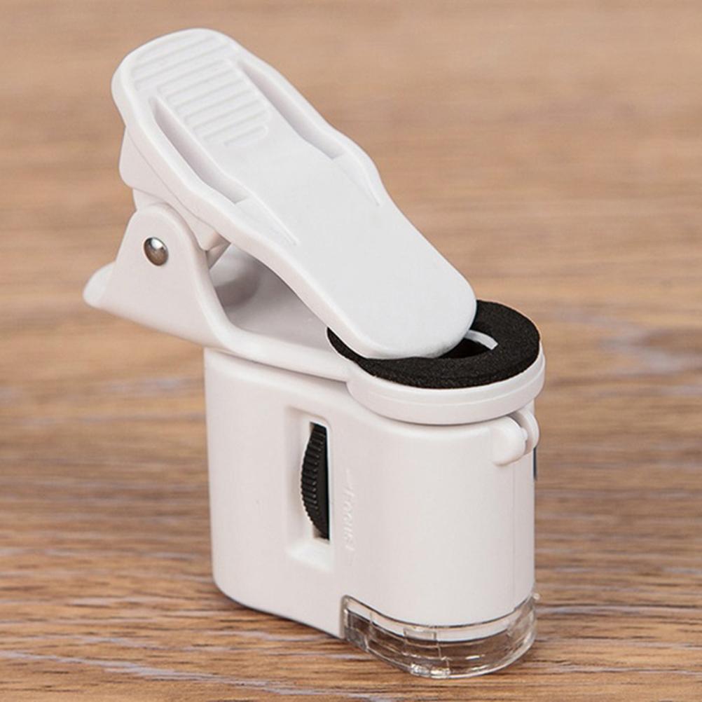 Portable LED 60 Times Magnifying Glass Phone Clip Universal HD Microscope with LED Lights