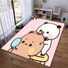 Cute Cartoon Panda and Bear with Pink Background and Mirror - Adorable Carpet Design Suitable for Use As an Anti-slip1 For1room and Bedroom Sofas