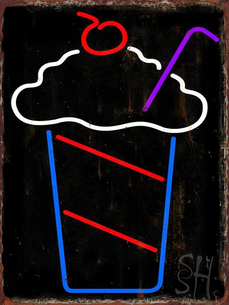 Neon Ice Cream Metal Tin Sign Restaurant Bar Coffee Shop Summer Time Wall Decor Painting Plaque Home Kitchen Decoration Poste