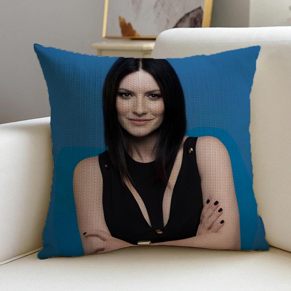 L-Laura Pausini Cushion Cover Cushion Cover Pillowcase, Anti-Mite Invisible Zipper, Linen Sofa Cushion