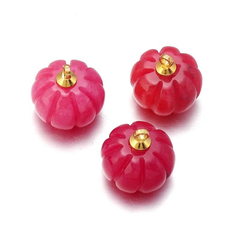 5PCS/Lot 12 14mm Cute Pumpkin Pendant Rose Quartz Green Aventurine Natural Stone Pendant Charms for Jewelry Making DIY Necklace
