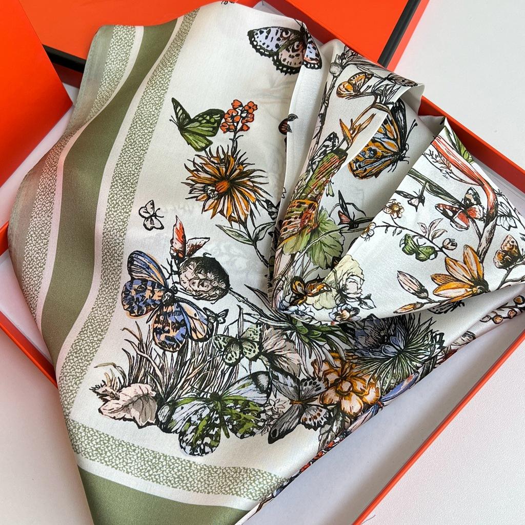 Early Spring 70 Plain Satin 100% Mulberry Silk Silk Scarf Medium Square Scarf Silk Scarf Shawl Versatile Scarf