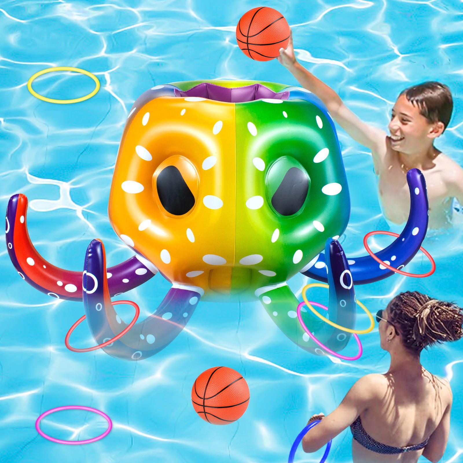 

Надувная игрушка для стрельбы водой, метания, баскетбольное кольцо для бассейна, игра в метание 2 в 1 One Size