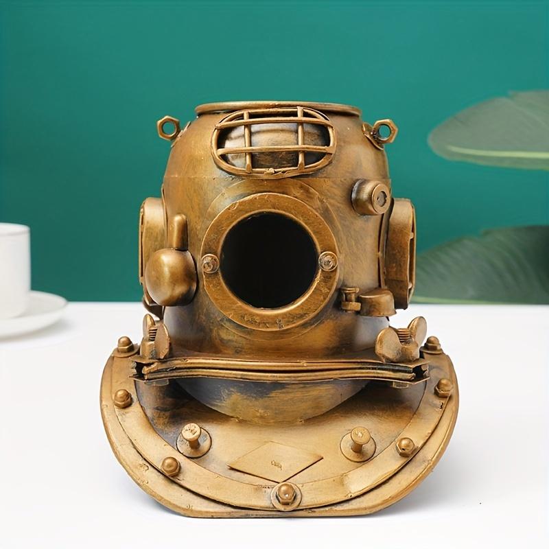 Vintage Steampunk Iron Helmet Pen Holder,Industrial Style Metal Decor for Home, Bedroom, or Office, Perfect for Christmas, Halloween, Easter, Hanukkah