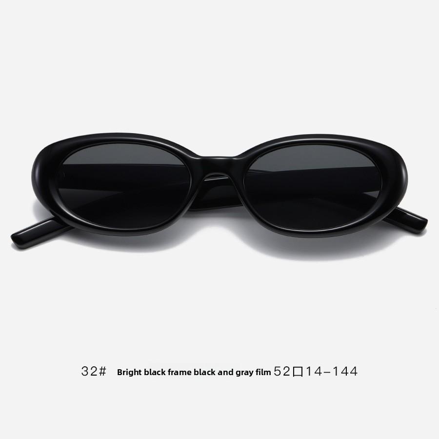 Kstyle Oval Sunglasses With Uv400 Protection For Fashionable Outdoor Wear Black Gray