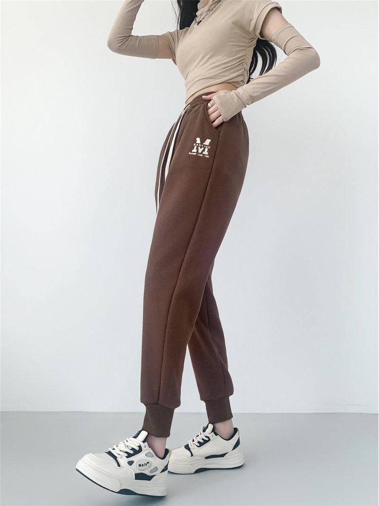 2023 Herbst/Winter Samt Verdickte Knöchel Sport Slim-Fit Hose - Damen Locker Bestickte Harem Jogginghose, Koreanischer Stil