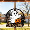 Halloween Round Hollow Panel Ghost Pumpkin Wooden Hanging Holiday Party Welcome Door Hanging Wall Hanging Wall Decoration